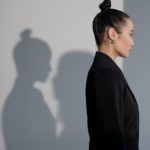 side view of a woman with ponytail